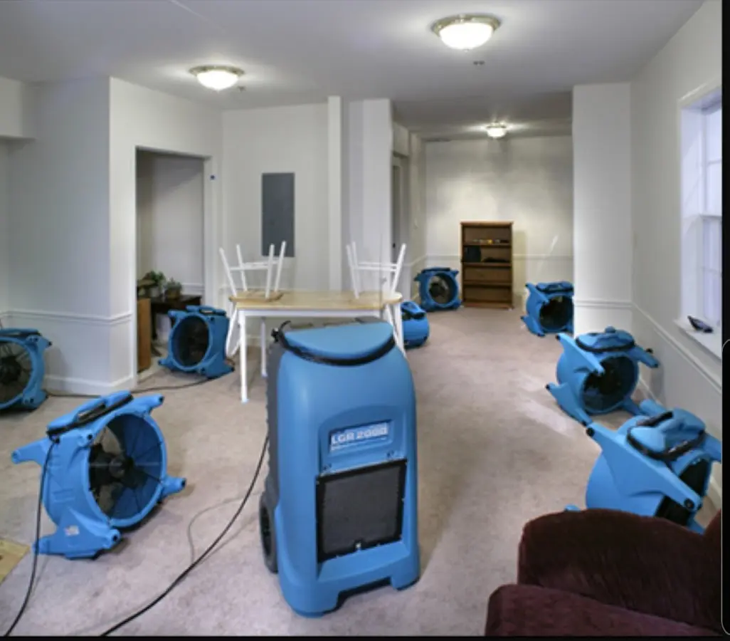 Air movers and dehumidifier setup for Water Extraction & Removal in Gridley